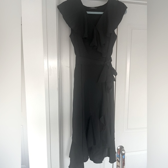 Sl Fashions Womens Ruffled Wrap Dress Black Size 14 main image 1